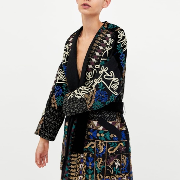 Embroidered velvet kimono zara Clearance
